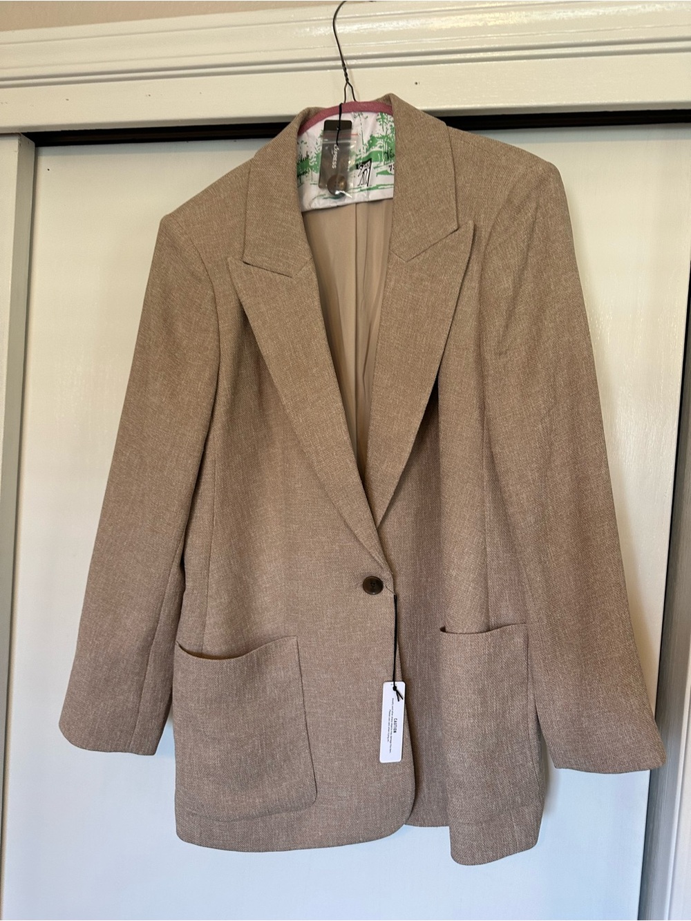 Express Beige Single-Button Women’s Blazer